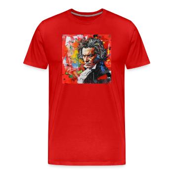 Beethoven n°4 - T-shirt bio Premium Homme - rouge - Devant - Damien (186cm)