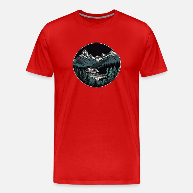 Schweizer Berge - Männer Premium Bio T-Shirt - Rot
