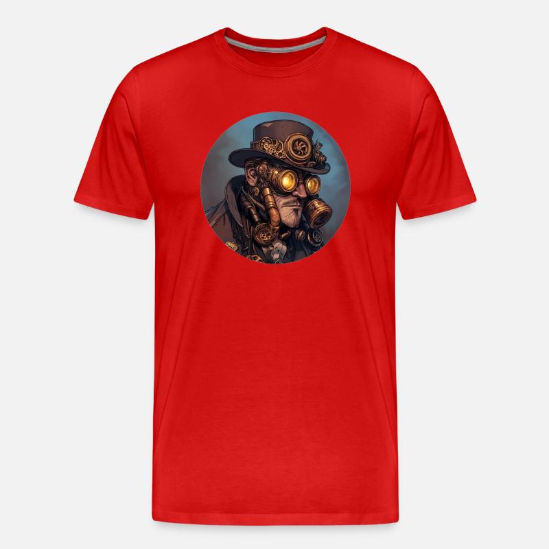 Steampunk-Style: Nostalgie trifft Technik - Männer Premium Bio T-Shirt - Rot