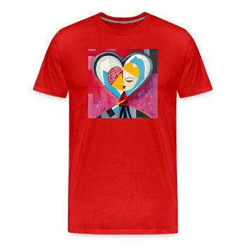 Moitié-moitié - T-shirt bio Premium Homme - rouge - Devant - Damien (186cm)