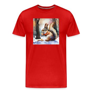 Trésors de l’hiver - T-shirt bio Premium Homme - rouge - Devant - Damien (186cm)
