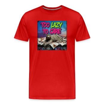 Trop paresseux, trop attentionné - T-shirt bio Premium Homme - rouge - Devant - Damien (186cm)