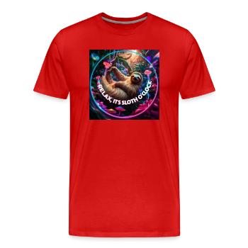 Entspannen Sie sich bei der Faulheit - Männer Premium Bio T-Shirt - Rot - Vorne - Damien (186cm)