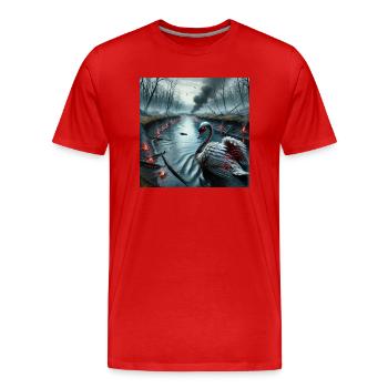 SWAN OF THE APOCALYPSE - Men's Premium Organic T-Shirt - red - Front - Damien (186cm)
