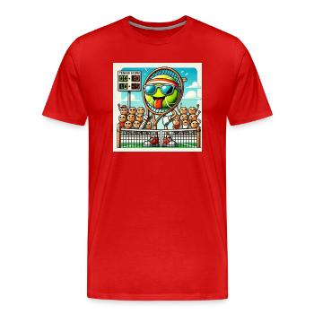 Tennis raquette roland humour score - T-shirt bio Premium Homme - rouge - Devant - Damien (186cm)