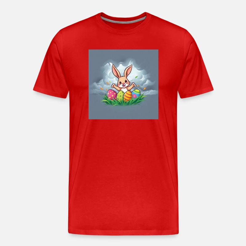 Fluffy Bunny & Happy Easter - Männer Premium Bio T-Shirt - Rot