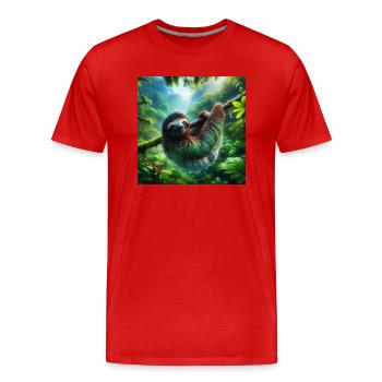 Faultier Wanderer Pura Vida - Männer Premium Bio T-Shirt - Rot - Vorne - Damien (186cm)