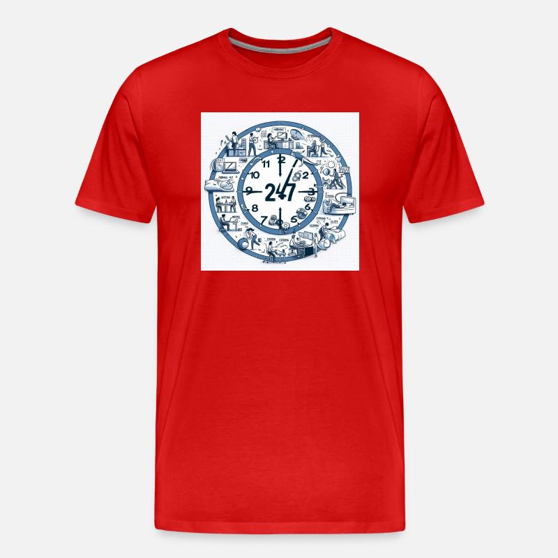 24/7 Texts in DE - Männer Premium Bio T-Shirt - Rot