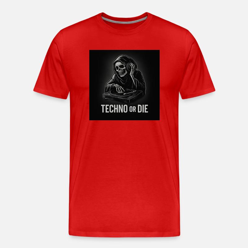 Techno or DIE - Männer Premium Bio T-Shirt - Rot