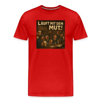 Leasing und Factoring läuft mit dem Mut! - Männer Premium Bio T-Shirt - Rot - Vorne - Damien (186cm)