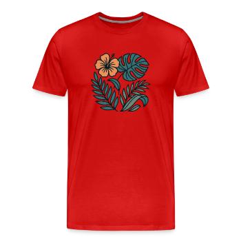 Aloha Flora - Männer Premium Bio T-Shirt - Rot - Vorne - Damien (186cm)