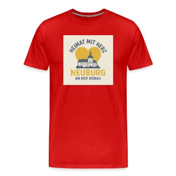 Heimat mit Herz Neuburg an der Donau - Männer Premium Bio T-Shirt - Rot - Vorne - Damien (186cm)