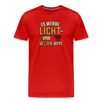 Es werde Licht und WLAN bitte - Männer Premium Bio T-Shirt - Rot - Vorne - Damien (186cm)