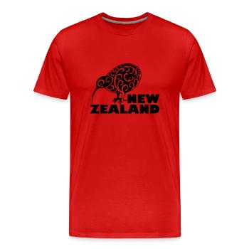 New Zealand kiwi lettrage Nouvelle-Zélande, noir - T-shirt bio Premium Homme - rouge - Devant - Damien (186cm)