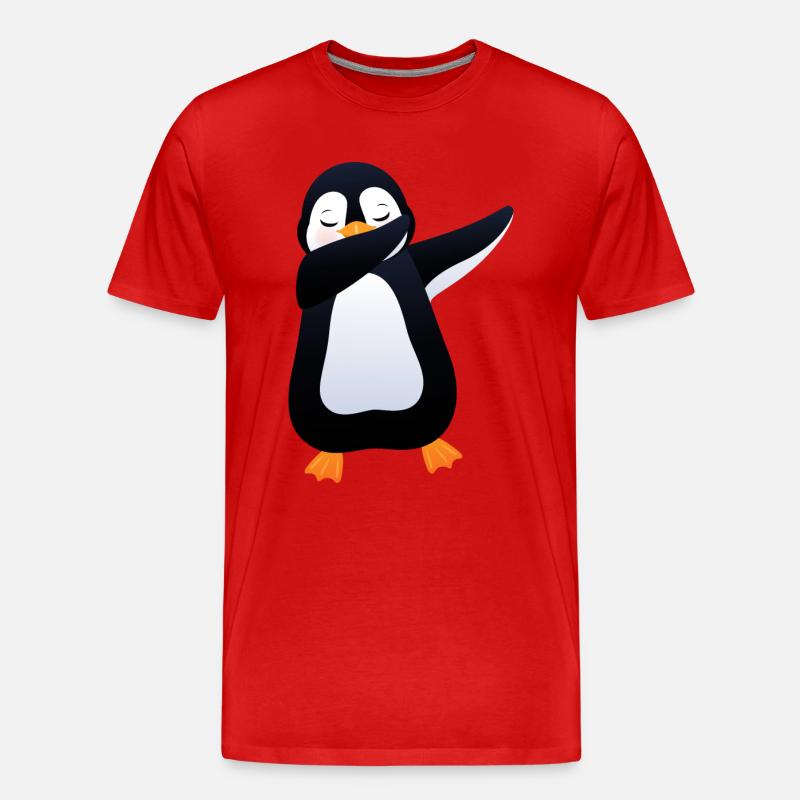Penguin Dab Dance - Cool Gift - Männer Premium Bio T-Shirt - Rot