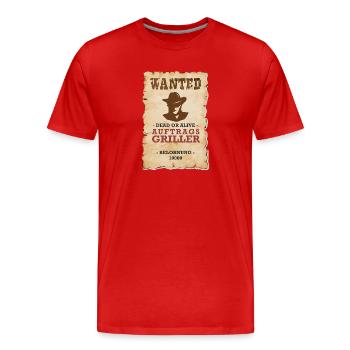 AUFTRAGSGRILLER Grill Lustig - Männer Premium Bio T-Shirt - Rot - Vorne - Damien (186cm)
