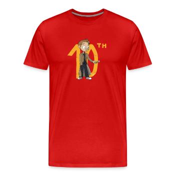 Le 10e Docteur, version chibi - T-shirt bio Premium Homme - rouge - Devant - Damien (186cm)