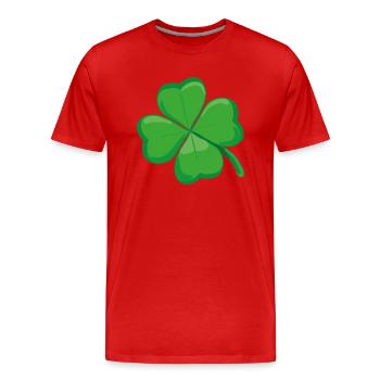 Trèfle porte-bonheur St. Patricks Trèfle Clover - T-shirt bio Premium Homme - rouge - Devant - Damien (186cm)