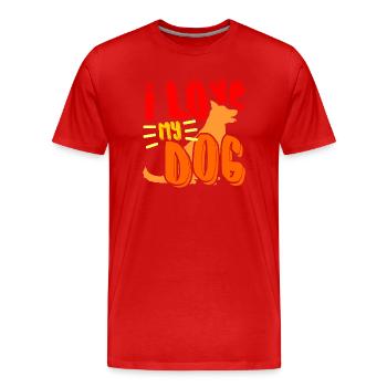 0030 lovemydog - T-shirt bio Premium Homme - rouge - Devant - Damien (186cm)
