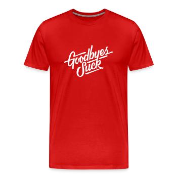 Goodbyes suck - Männer Premium Bio T-Shirt - Rot - Vorne - Damien (186cm)