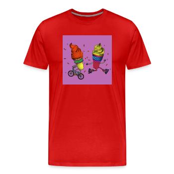 Glace un patins - T-shirt bio Premium Homme - rouge - Devant - Damien (186cm)