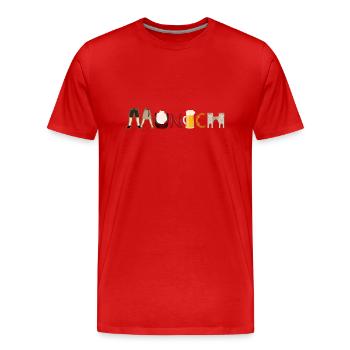 love munich, Munich - T-shirt bio Premium Homme - rouge - Devant - Damien (186cm)