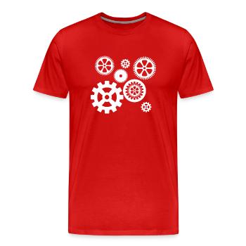 Zahnräder - Männer Premium Bio T-Shirt - Rot - Vorne - Damien (186cm)