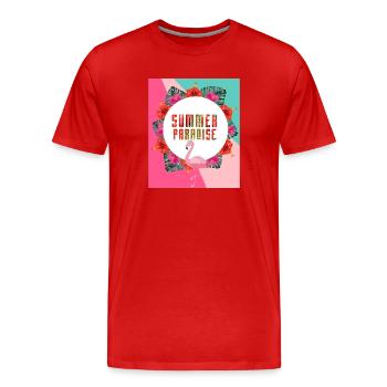 Paradis d'été - T-shirt bio Premium Homme - rouge - Devant - Damien (186cm)