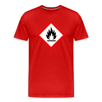Vorsicht Entflammbar - Männer Premium Bio T-Shirt - Rot - Vorne - Damien (186cm)
