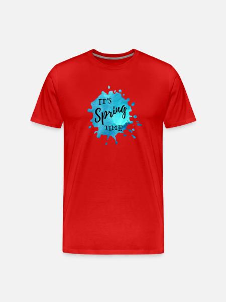 Splash of color blue "It's Spring Time" - Men's Premium Organic T-Shirt - red