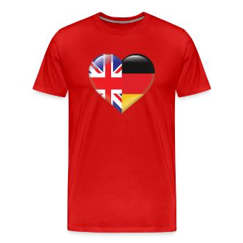 Coeur drapeau Angleterre Allemagne allemand cadeau - T-shirt bio Premium Homme - rouge - Devant - Damien (186cm)