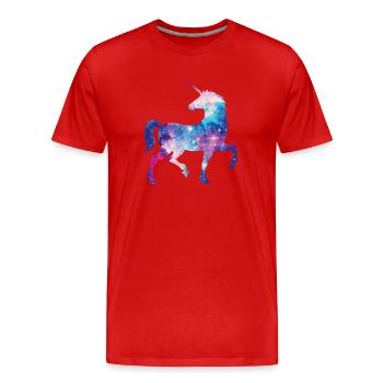 Galaxy licorne - T-shirt bio Premium Homme - rouge - Devant - Damien (186cm)