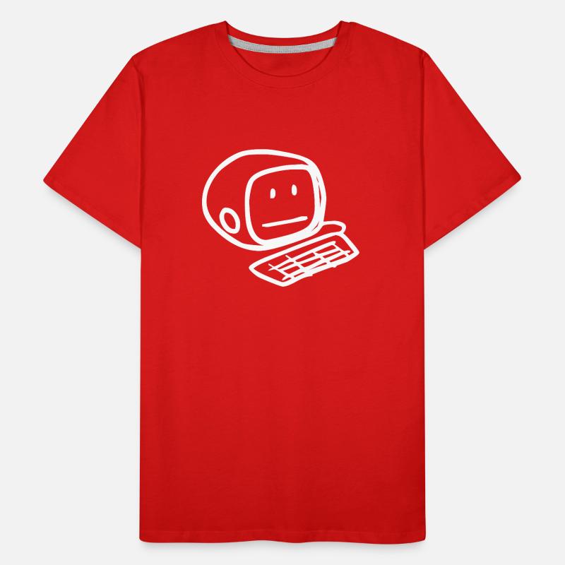 Computer Smiley Face (White) Men's Premium Organic T-Shirt