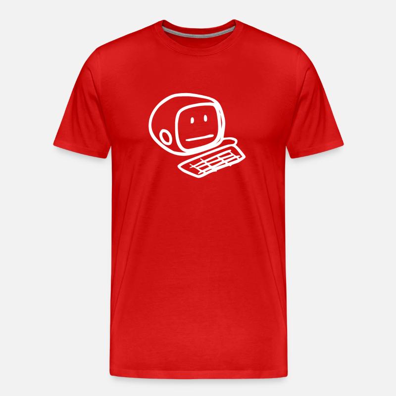 Computer Smiley Face (White) - Men's Premium Organic T-Shirt - red