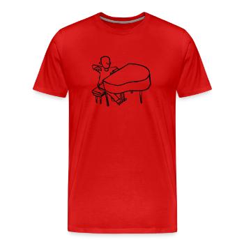 Pianist (Black) - Men's Premium Organic T-Shirt - red - Front - Damien (186cm)