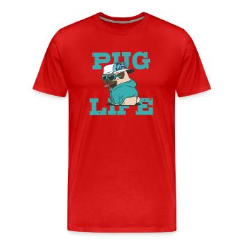 La vie de carlin - T-shirt bio Premium Homme - rouge - Devant - Damien (186cm)