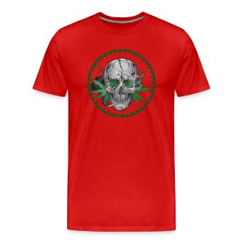 Skull Hanfblatt - Männer Premium Bio T-Shirt - Rot - Vorne - Damien (186cm)