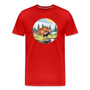 Nature Vie Suède Logo Orignal Blog Maison Nature - T-shirt bio Premium Homme - rouge - Devant - Damien (186cm)