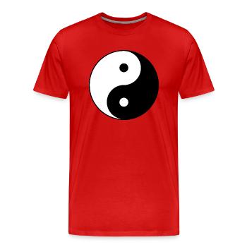 a00006_yin_and_yang - Men's Premium Organic T-Shirt - red - Front - Damien (186cm)
