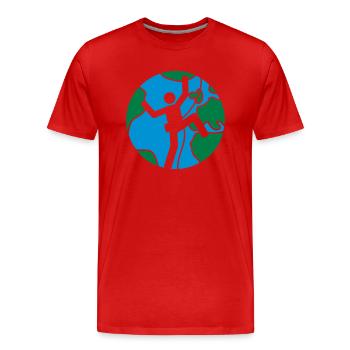 erde kreis rund planet welt logo figur symbol berg - Männer Premium Bio T-Shirt - Rot - Vorne - Damien (186cm)