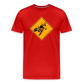 Moto Cross Racing Road Sign - Men's Premium Organic T-Shirt - red - Front - Damien (186cm)