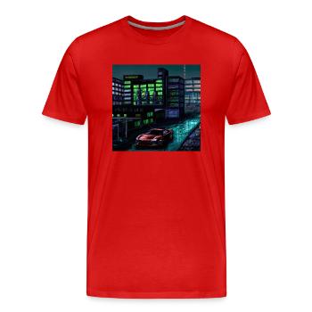 Thème Zuffenhausen-3 - T-shirt bio Premium Homme - rouge - Devant - Damien (186cm)