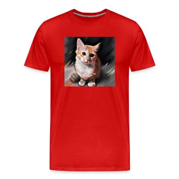 cute cat in art - Männer Premium Bio T-Shirt - Rot - Vorne - Damien (186cm)