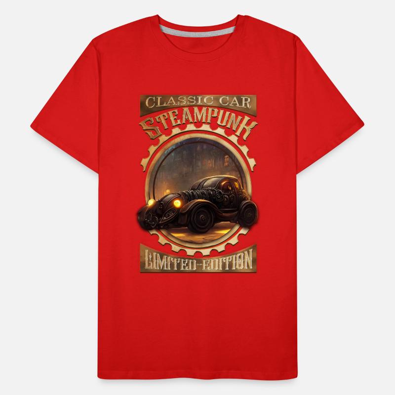 Steampunk Oldtimer, gothic und elegant Männer Premium Bio T-Shirt