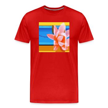 PINKE-ROSE - Männer Premium Bio T-Shirt - Rot - Vorne - Damien (186cm)