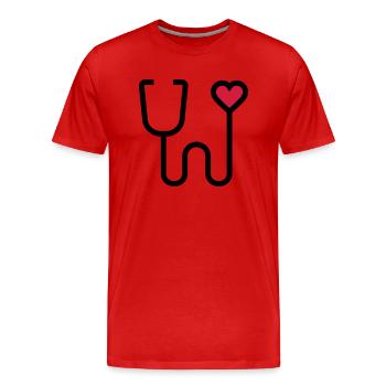 Stethoscope listening device - Men's Premium Organic T-Shirt - red - Front - Damien (186cm)