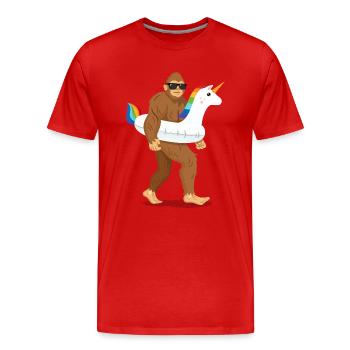 Bigfoot Unicorn Float - T-shirt bio Premium Homme - rouge - Devant - Damien (186cm)
