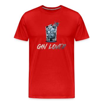 Amateur de gin, boire un verre est toujours bon - T-shirt bio Premium Homme - rouge - Devant - Damien (186cm)