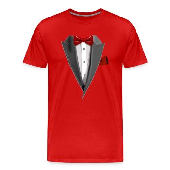 Tuxedo Tie Designs Tux red - Männer Premium Bio T-Shirt - Rot - Vorne - Damien (186cm)
