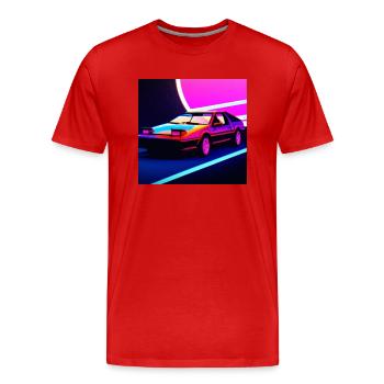 synthwave sport car 4 - T-shirt bio Premium Homme - rouge - Devant - Damien (186cm)